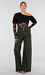 Zwarte One Shoulder Body met Kant en Drukknoopsluiting