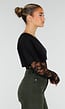 Zwarte One Shoulder Body met Kant en Drukknoopsluiting