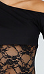 Zwarte One Shoulder Body met Kant en Drukknoopsluiting