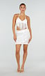 Witte Fringe Halter Top met Verstelbare Rugsluiting