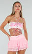 Roze Kralen Bodychain met Goudkleurige Kettingen en Hanger