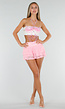 Roze Kralen Bodychain met Goudkleurige Kettingen en Hanger
