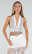 Zilverkleurige Bodychain met Strass Stenen en Kettingen