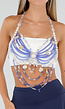 Blauwe Kralen Bodychain met Parels, Schelpen en Vlinders