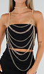Goudkleurige Bodychain met Choker en Verstelbare Rugsluiting