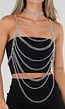 Zilverkleurige Bodychain met Choker en Verstelbare Rugsluiting