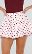 Roze Ballon Short met Bordeaux Stippen en Bubble Hem