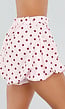 Roze Ballon Short met Bordeaux Stippen en Bubble Hem