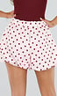 Roze Ballon Short met Bordeaux Stippen en Bubble Hem