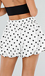 Witte Ballon Short met Zwarte Stippen en Bubble Hem