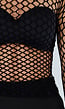 Zwarte Stretch Fishnet Top met Lange Mouwen en Grote Netstructuur