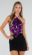 Paarse Halter Top met Pailletten, Glitter en Puntzoom