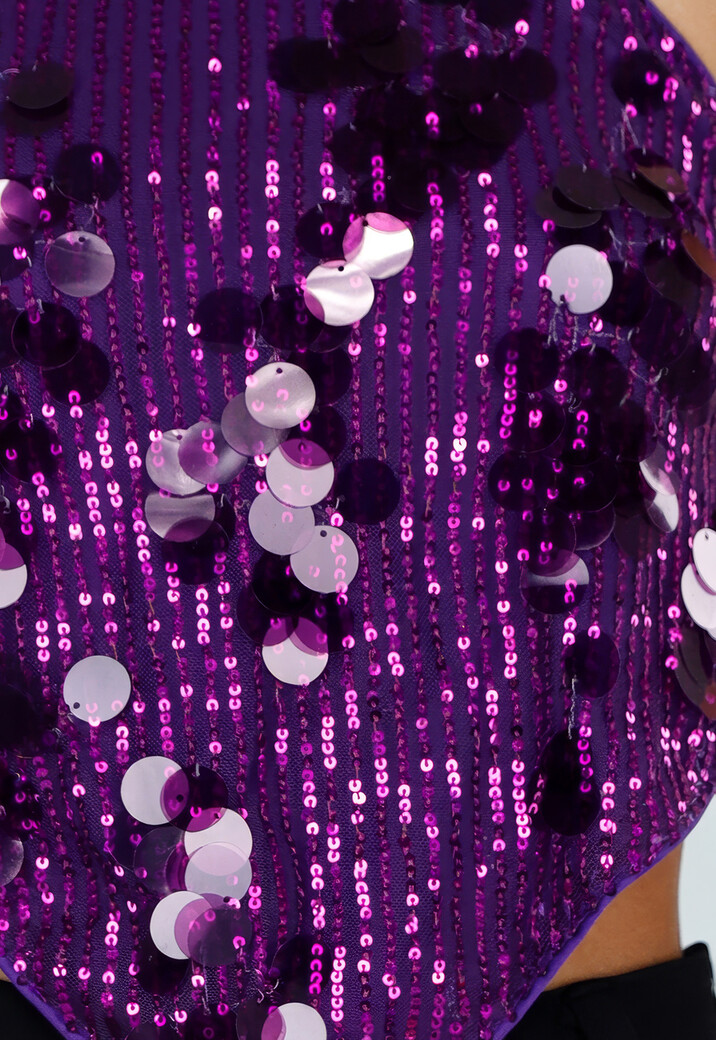 Paarse Halter Top met Pailletten, Glitter en Puntzoom