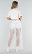 Witte Crop Top met Korte Mouwen en Vaste Kanten Rand