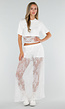 Witte Crop Top met Korte Mouwen en Vaste Kanten Rand