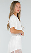 Witte Crop Top met Korte Mouwen en Vaste Kanten Rand