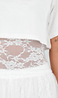 Witte Crop Top met Korte Mouwen en Vaste Kanten Rand