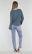 Blauw Bruin Gestreepte Top met Lange Mouwen en Ronde Hals