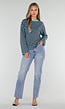 Blauw Bruin Gestreepte Top met Lange Mouwen en Ronde Hals