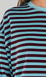 Blauw Bruin Gestreepte Top met Lange Mouwen en Ronde Hals