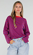 Rood Blauwe Gestreepte Top met Lange Mouwen en Ronde Hals
