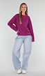 Rood Blauwe Gestreepte Top met Lange Mouwen en Ronde Hals