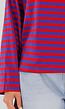 Rood Blauwe Gestreepte Top met Lange Mouwen en Ronde Hals