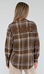 Bruine Geruite Blouse met Lange Mouwen en Iconic Club Tekst