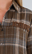 Bruine Geruite Blouse met Lange Mouwen en Iconic Club Tekst