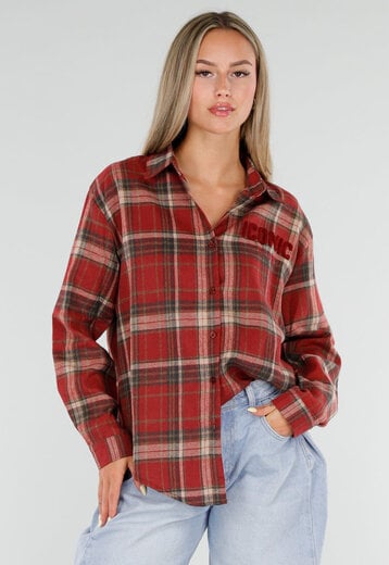 NEW120826 Rode Geruite Blouse