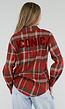 Rode Geruite Blouse met Lange Mouwen en Iconic Club Tekst