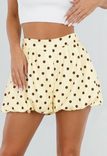 NEW120826 Gele Ballon Short met Bruine Stippen