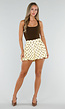 Gele Ballon Short met Bruine Stippen en Bubble Hem