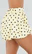 Gele Ballon Short met Bruine Stippen en Bubble Hem