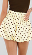 Gele Ballon Short met Bruine Stippen en Bubble Hem