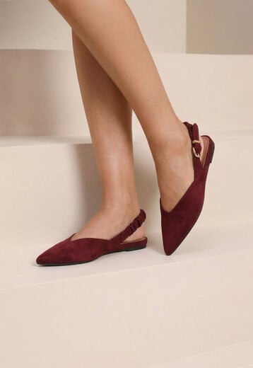 NEW120826 Bordeauxrode Suèdelook Slingbacks