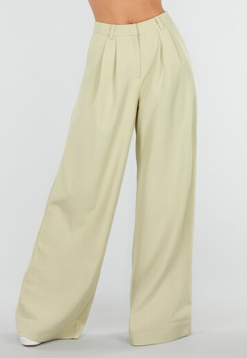 NEW120826 Pistache Groene Tall Wide Leg Broek