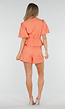 Coral Blazer met Reverskraag en Korte Pofmouwen