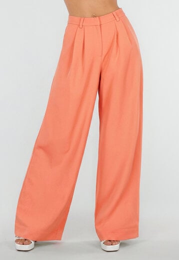 NEW190826 Koraalkleurige Wide Leg Broek