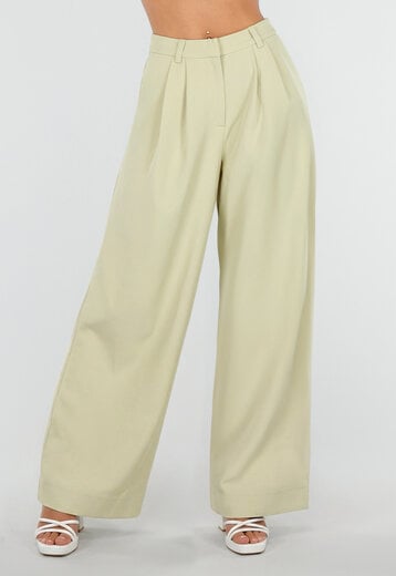 NEW190826 Pistachegroene Petite Wide Leg Broek