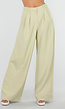 Pistachegroene Wide Leg Broek met Plooien