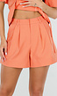 Coral Plooi Short met Elastische Tailleband