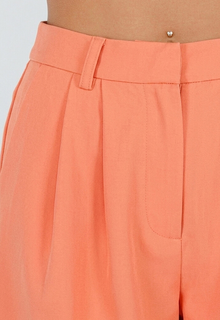 Coral Plooi Short met Elastische Tailleband