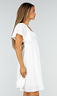 Witte Korte Jurk met Strik, Open Rug en Korte Mouwen