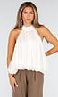 NEW190826 Champagne Plissé Halter Top met Open Rug