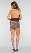 Bruine Halter Top met Watervalhals en Open Rug