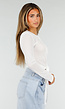 Witte Top met Knoopsluiting, Strik en Lange Mouwen