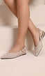 Beige Suèdelook Slingback Muiltjes met Puntneus en Gesp