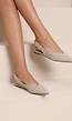 Beige Suèdelook Slingback Muiltjes met Puntneus en Gesp