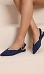 Blauwe Suèdelook Slingback Muiltjes met Puntneus en Gesp